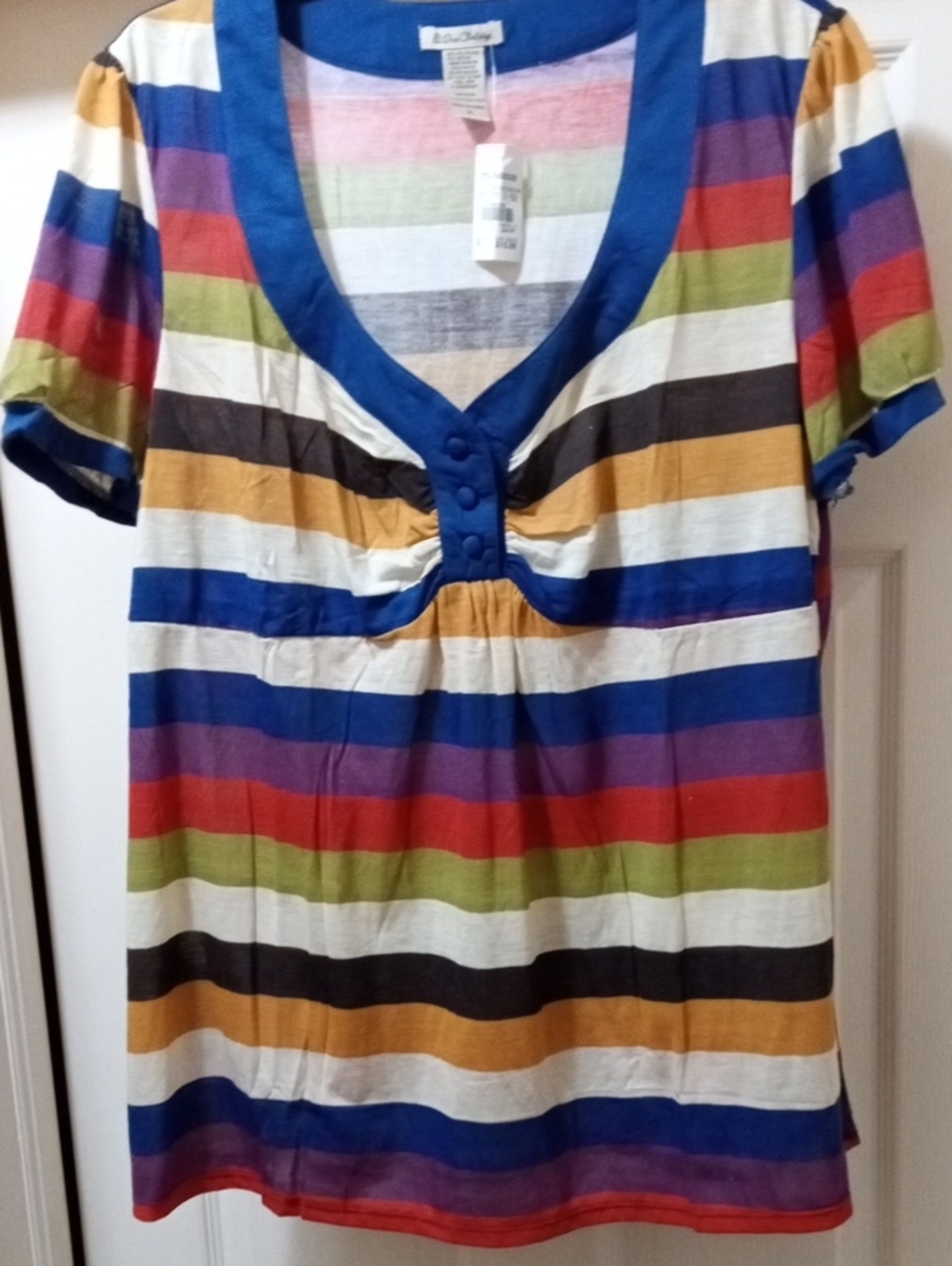 $15>>Multi-Color Striped V-Neck Womenβs Top
